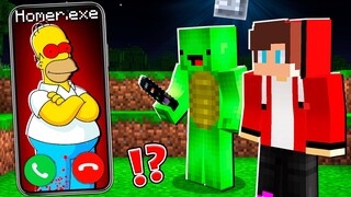 Why Creepy Homer from Simpsons CALLING at 3am to MIKEY and JJ ? - in Minecraft Maizen