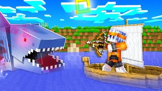 Minecraft หมู่บ้านสยองขวัญ ตอน ตามหาสมบัติแต่เจอฉลามยักษ์เมก้าโลด้อน!!