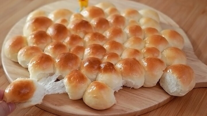 폭신 말랑 버블빵 만들기 (한입 쏙~부드러운 무반죽 빵, 틀없이!! Bubble Bread Recipe)