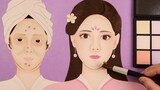 [Makeup stop-motion animation] I put on peach blossom makeup for the paper man