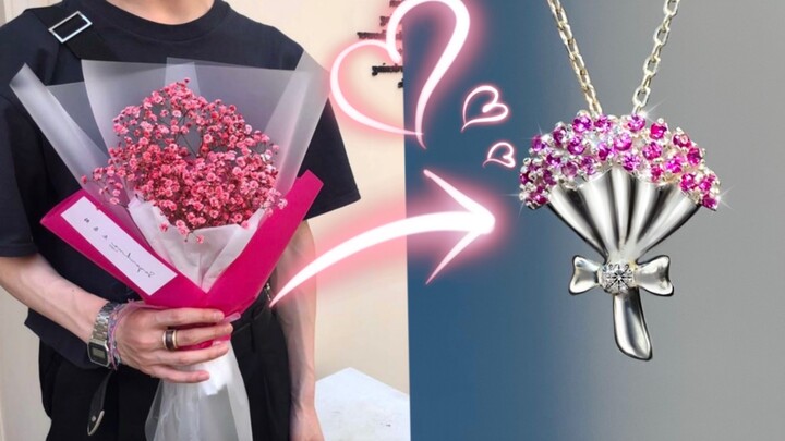 Make a clavicle chain with the baby's breath bouquet