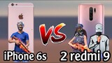 IPhone 6s VS 2 Redmi 9 Players 🇧🇷 Free Fire 🥶🔥