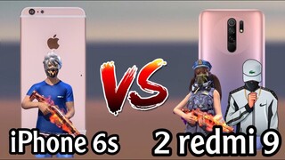 IPhone 6s VS 2 Redmi 9 Players 🇧🇷 Free Fire 🥶🔥