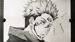 【手绘】160分钟画出虎杖悠仁（两面宿傩）！领域展开，伏魔御厨子！!让我迷上你吧！！《咒术回战》