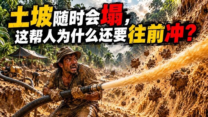 The earthen slope could collapse at any moment—why are these people still charging forward?