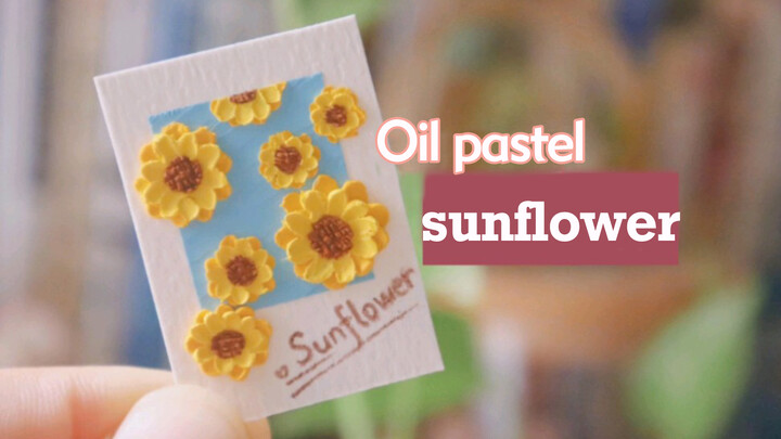 [Lukisan] Bunga matahari dengan pengerik & stik minyak buatan sendiri