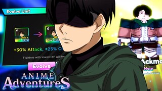 FIZ O LEVI 𝙈𝙔𝙏𝙃𝙄𝘾 EVOLVE NO ANIME ADVENTURES E ELE GANHOU +30% DE ATTACK PORÉM TÁ MEIO...