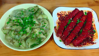 [ASMR][Food]Eating Spicy fried ham sausage&roasted eggplant