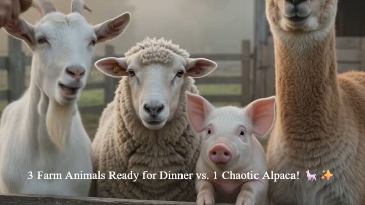 3 Farm Animals Ready for Dinner vs. 1 Chaotic Alpaca! 🦙✨