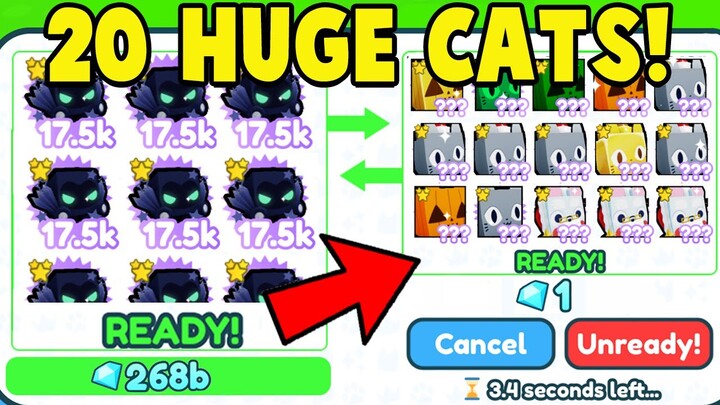 I trade 250 Billion Gems for FULL HUGE CAT TEAM in Pet Simulator X!