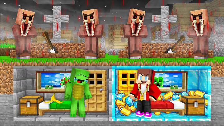 Mikey Poor GRAVE vs JJ Rich GRAVE in Buried Alive in Minecraft - Maizen