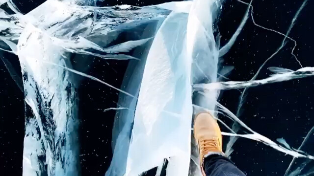 Walking on the frozen surface of Lake Baikal… So thrilling!
