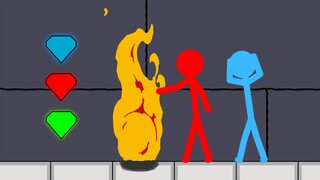 Watergirl and Fireboy , Stickman Animation - (Part 9 Ice Temple Parkour)