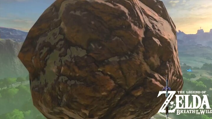 Awal permainan dengan batu raksasa dalam “The Legend of Zelda”