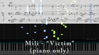 Mili - Victim (piano only) - Piano Tutorial & Sheets (HalcyonMusic cover ver.)