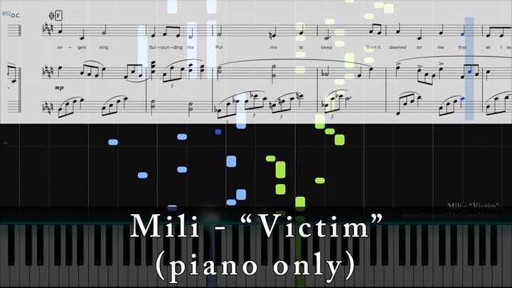 Mili - Victim (piano only) - Piano Tutorial & Sheets (HalcyonMusic cover ver.)