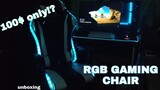 100$ gaming chair unboxing and assembly ( IT HAS RGB!!?)