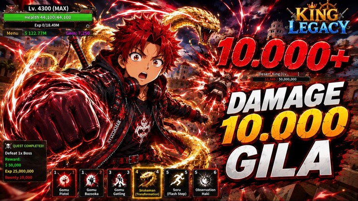Review Lengkap Skill Gear 4 Snakeman King Legacy - Damage 10.000!