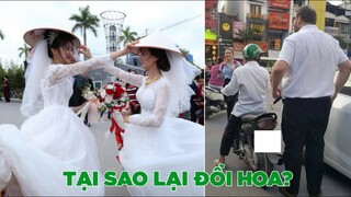 Lí giải tại sao 2 cô dâu gặp nhau lại đổi hoa và nón? - Top bình luận Face Bôk