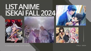 INFO TAYANGNYA ANIME ISEKAI FALL 2024