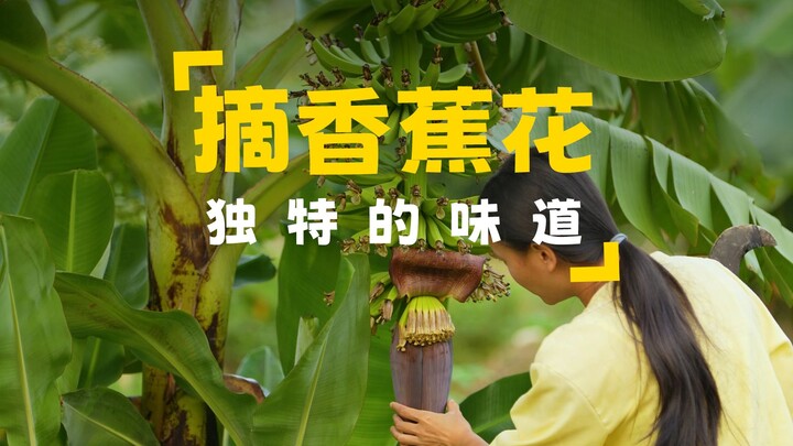 Have you ever eaten banana blossoms? I picked a few that no one wanted and stir-fried them with meat
