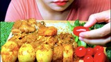 Eating Spicy Eggs Curry- Sweet Chicken - Cherry tomato and Cantonese