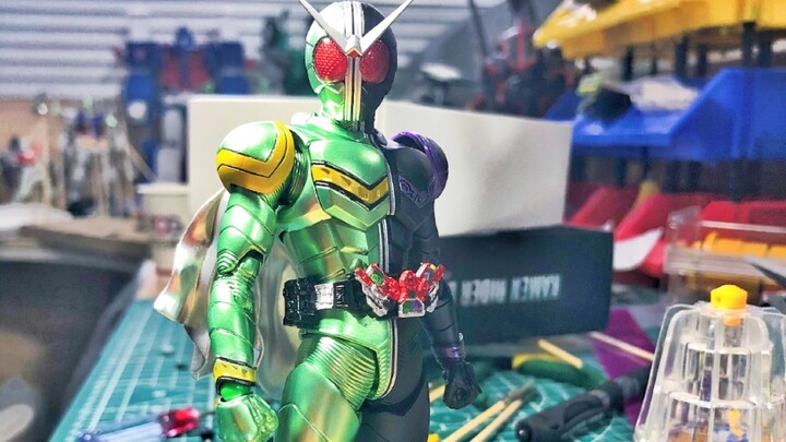 Restore leather suit Kamen Rider real bone carving w Gale metallic green spray