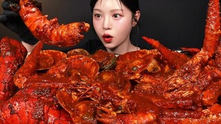 [Boki (subtitel Mandarin)] Campuran hidangan laut! Kepiting raja pedas, lobster, udang, abalon, dan 