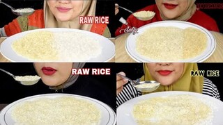 ASMR RAW RICE EATING ||COMPILATION MAKAN BERAS MENTAH DI PIRING PUTIH PAKE CENTONG || ASMR INDONESIA