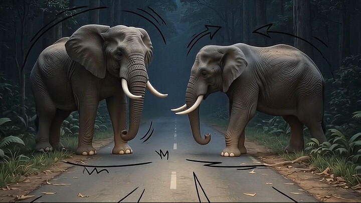 I Saw Two Elephants Fighting at Night 😳🐘