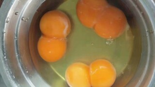 Three double-yolked eggs in a row...