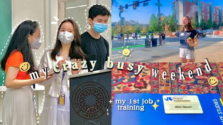 một ngày cuối tuần bận rộn (job training, làm event, etc.) | my college diary