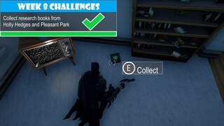 Collect research books from Holly Hedges and Pleasant Park