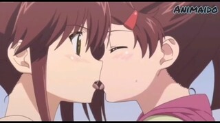 Anime yuri kiss 19 - Kiss x Sis - Riko x Ako - anime kiss moments - ecchi lesbian tongue