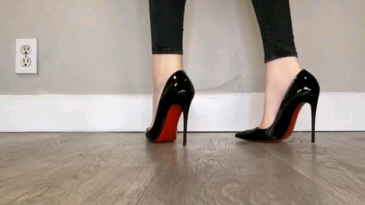 Try-on showcase of three pairs of red-soled high heels— which one do you like?