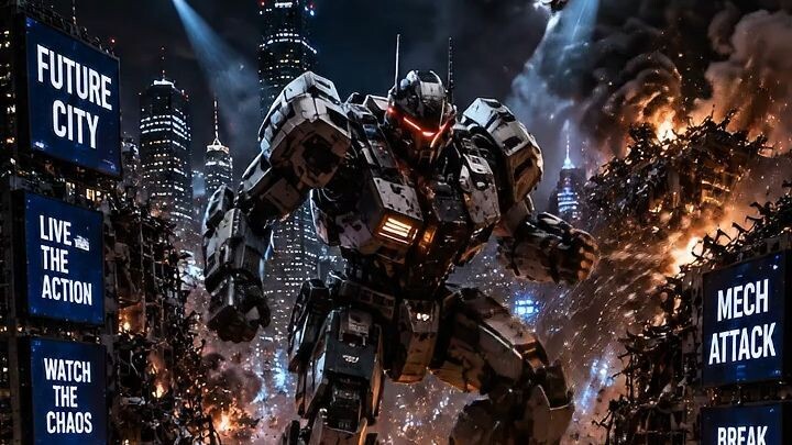 Giant Mech Destroys Futuristic City | Cinematic AI VFX