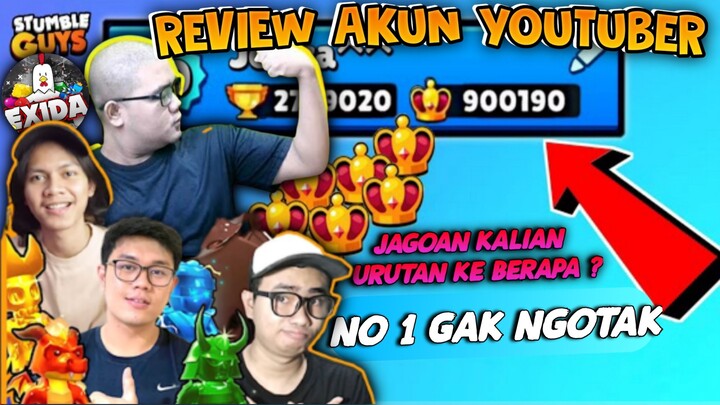 NO 1 CROWNNYA GAK NGOTAK CUY !! REVIEW AKUN STUMBLE GUYS YOUTUBER INDONESIA,JAGOAN KALIAN NO BERAPA?