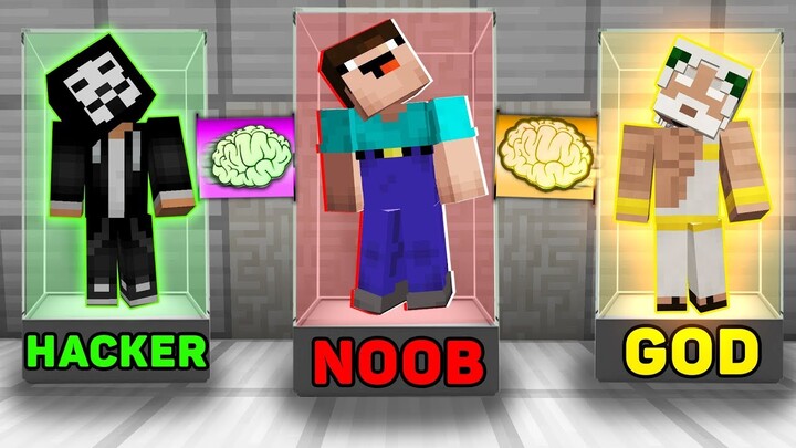 Minecraft NOOB vs PRO vs HACKER vs GOD : SUPER BRAIN EXCHANGE! in Minecraft! Animation!