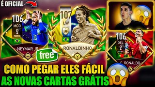 COMO PEGAR RONALDINHO 107 & NEY E CR7 106 GRÁTIS😱 SAIU AS NOVAS CARTAS "OFICIAL"🔥 FIFA MOBILE 23