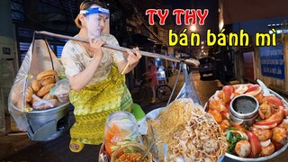 TY THY bất ngờ đi bán bánh mì dạo - Ty Thy Vlog Gỏi đu đủ