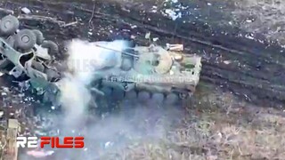 Dozens Russian Tanks Blow Up by Ukrainian mines near Vuhledar