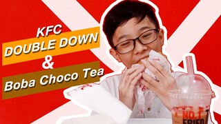 NYOBAIN KFC DOUBLE DOWN & BOBA CHOCO TEA GIMANA SIH RASANYA?? - Taste Test