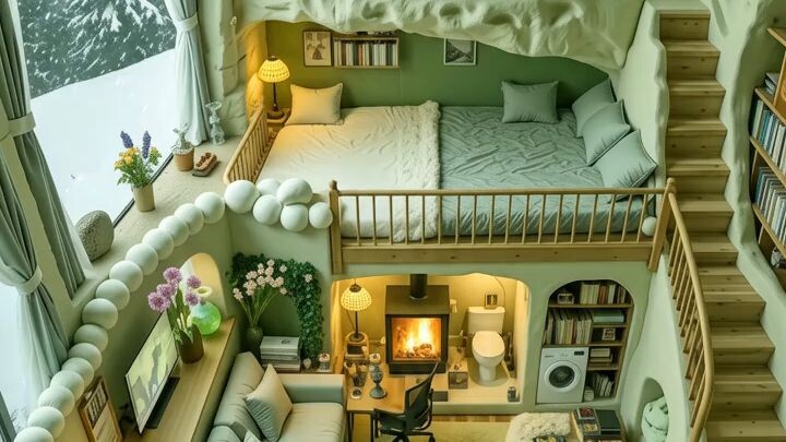 Would You Live in This Snowy Dream House? ❄️😍#wyf#viral#trending#foryou#bilibili#luxeryhouse