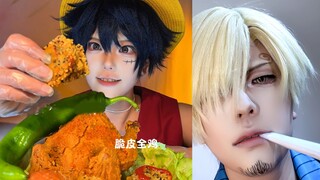 COS mukbang|Người đàn ông cao su nào đã trộm món gà rán mà Sanji vừa làm?