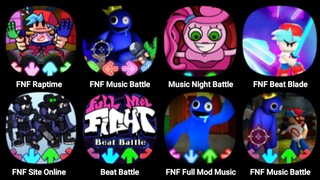 FNF Raptime, FNF Rainbow Friends, FNF Beat Shooter, Music Night Battle, FNF Beat Blade, FNF Full Mod