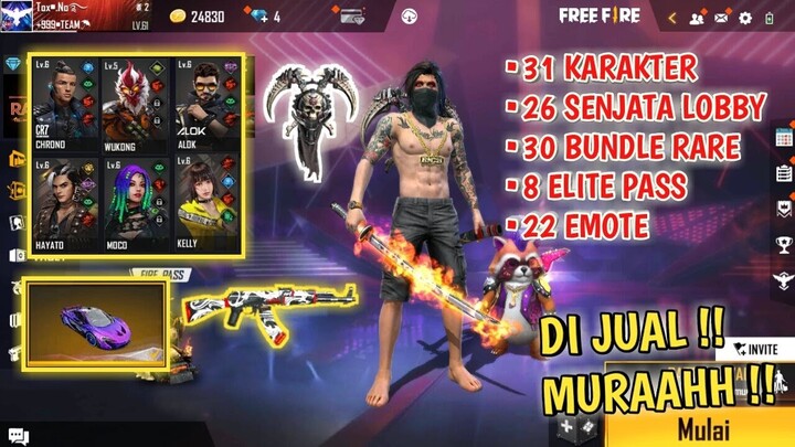 ADA AK DRAGON, CELANA HITAM POLOS, SKIN MCLAREN - JUAL AKUN FF
