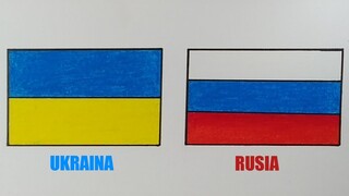 Menggambar bendera Rusia dan Ukraina || Cara menggambar dan mewarnai bendera