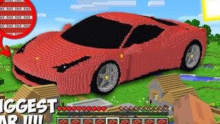 ใครจอดรถทีเอ็นทีซุปเปอร์คาร์ที่ใหญ่ที่สุดใกล้หมู่บ้านใน Minecraft รถทีเอ็นทีขนาดใหญ่ !