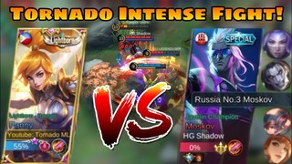 MY FANNY VS TOP 3 MOSCOV (RUSSIA) || Tornado ML  || INTENSE FIGHT || MLBB