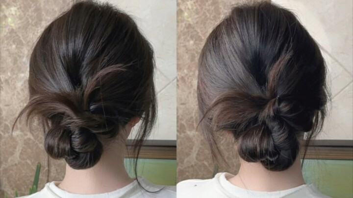 Kepala sanggul dengan 1⃣️ karet rambut untuk orang malas! ||